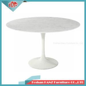 Modern Coffee Shop Marble Round Tulip Table with Metal Leg