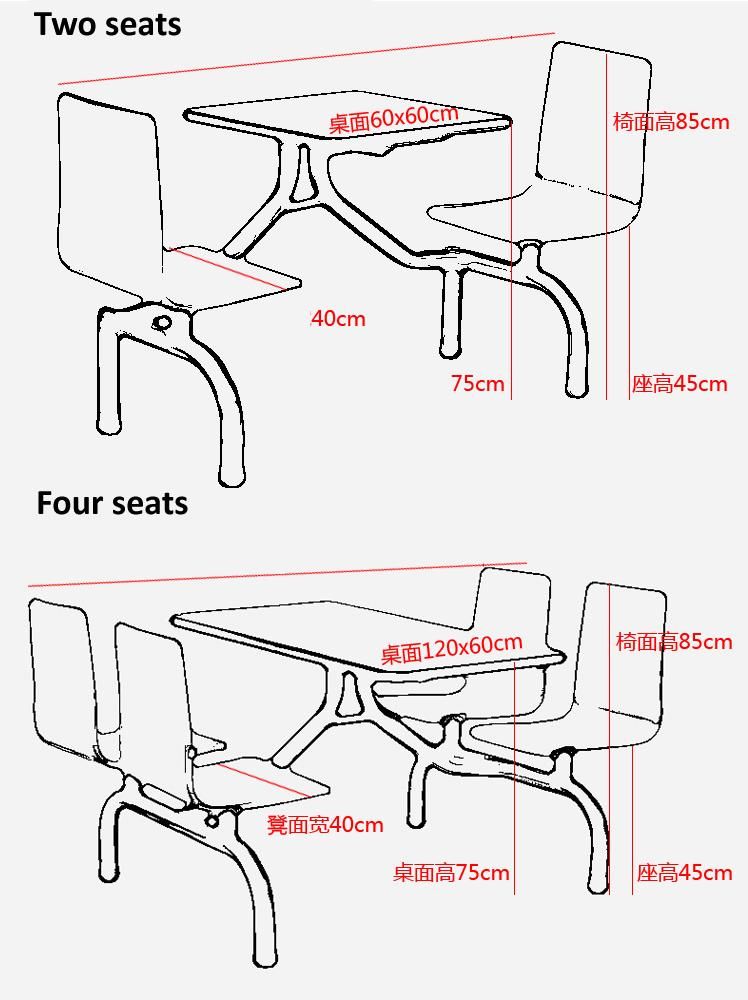 Cheap Staff Snap Food Restaurant Industrial Staff Steel Canteen Furniture Dining Table and Chairs for Home/Office/ Snap Food Restaurant/Cafeteria