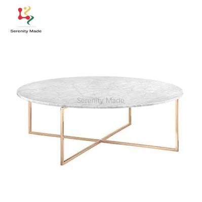 Natural Marble Coffee Dining Table with Gold Brass Legs