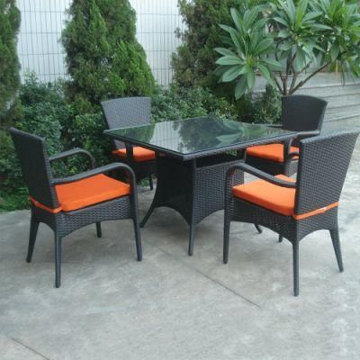 Outdoor Dining 4 Seating Restaurant Set Black Square Party Table
