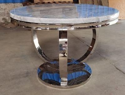 modern Dining Table with Round Table with Marble Paper Top and Ring Leg