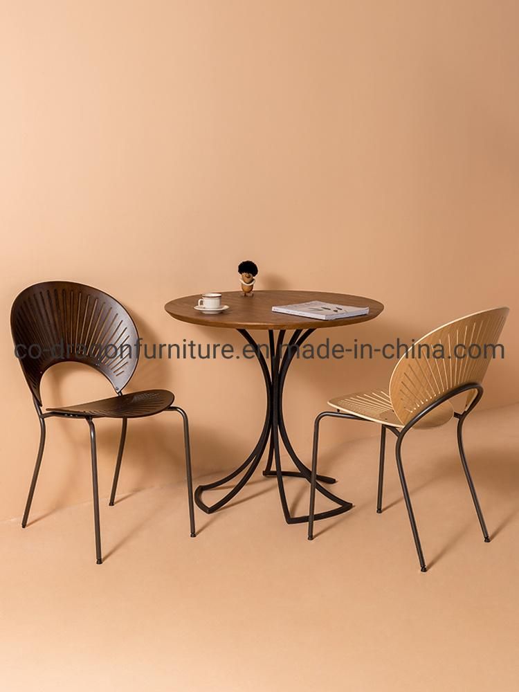 Modern Style Metal Legs Wooden Back Lounge Dining Chair Set