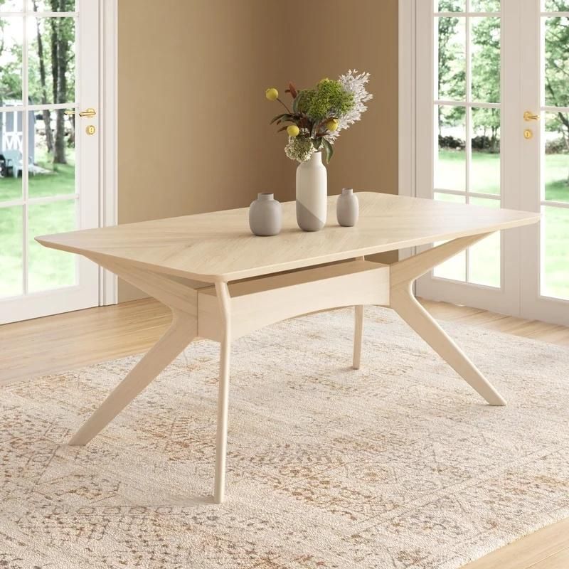 American Rectangular Oak Combination Dining Table All Solid Wood Assembly Solid Wood Dining Chair and Table Combination Household Small Apartment Nordic Style