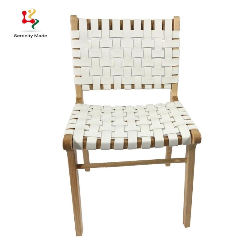 Popular Simple Design White Color Braiding Seat and Back Restaurant Chair