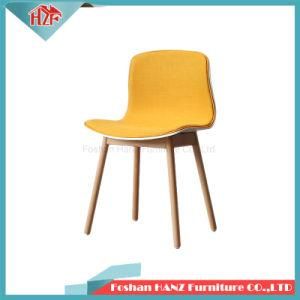 Half Cover Fabric Home Furniture Plastic with Solid Wood Leg Dining Chair