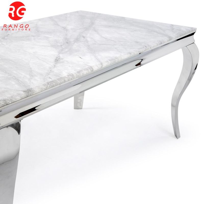 70 Inches Luxury UK Style with 6 Dining Chairs Marble Dining Table Sets Coffee Table