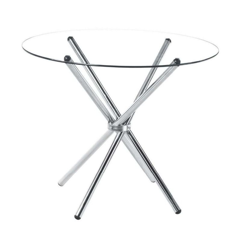 Modern Style Designs Glass Table Luxury Dining Room Furniture Dining Furniture Glass Top Iron Legs Table
