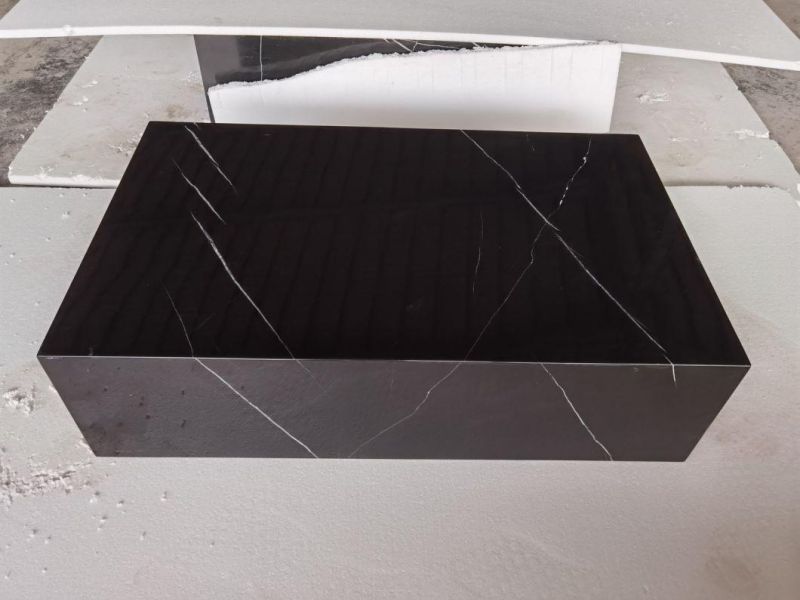 Natural Marquina Black Marble Plinth Stone Coffee Tabke for Living Room Furniture Design