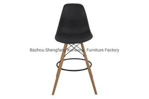 PP Plastic Barstool with Wood Legs for Pub Dining Room