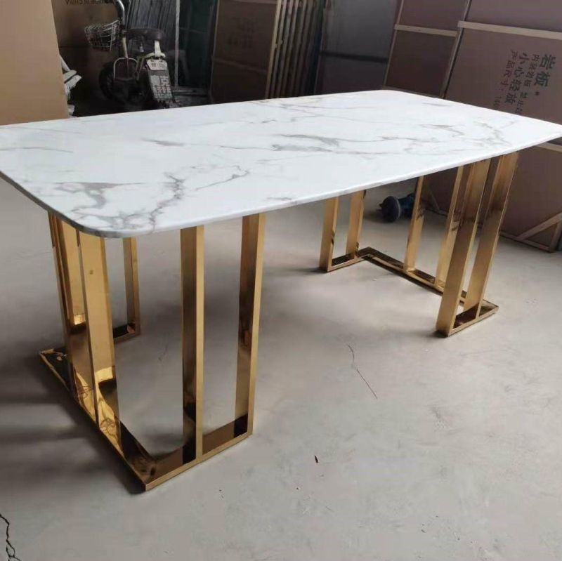 Latest Customized Nordic Ins Light Luxury Gold Dining Tables