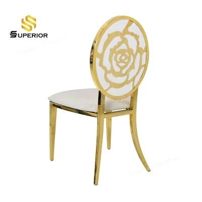 Romantic Banquet Hall Gold Stainless Steel Wedding Event Chairs