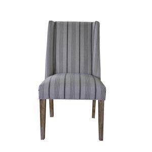 Beige Linen Stripe Fabric Wing Back Chair for Home Use
