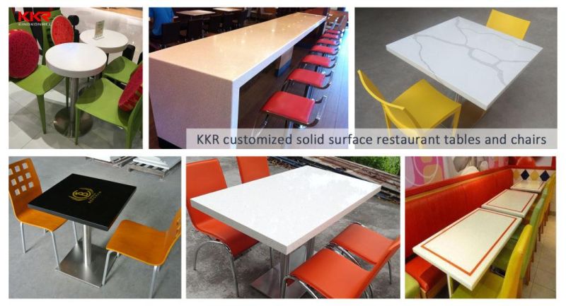 Cafeteria Restaurant Corian Solid Surface Dining Tables and Chairs