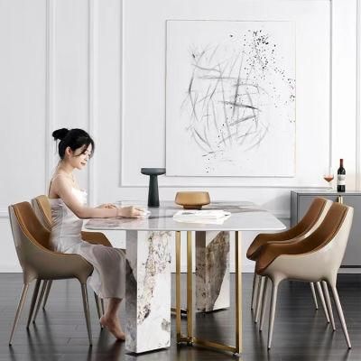 Indoor Marble Dining Table with Stainless Steel for Dining Room