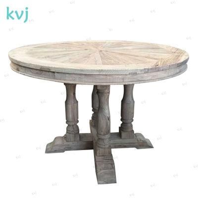 Kvj-7245 Vintage French Colonial Reclaimed Wood Elm Round Table