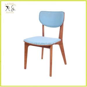 Nordic Modern Design Vintage Cafe Chair Wooden with Blue Upholstery