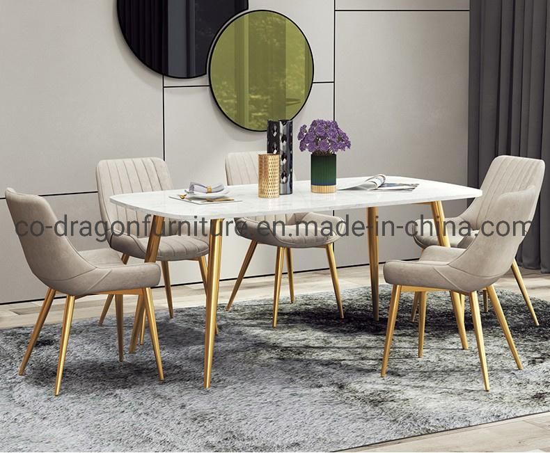 Fashion Design Home Furniture Leather Dining Chairs with Metal Legs