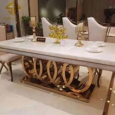 Wholesale Price High Quality Golden Stainless Steel Hotel Dining Table