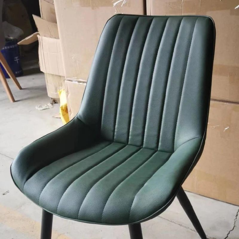 Chair Dining Room Upholstered Chair PU Leather with Metal Legs