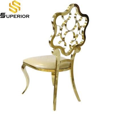 Event Rent Upholstered Dining Chair with Stainless Steel Back Decoration