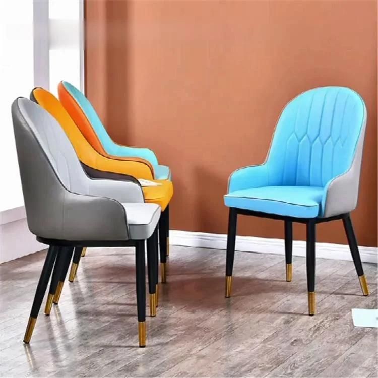 Luxury Hotel Coffee Shop Kitchen Dining Room Banquet Metal Legs PU Leather Modern Leisure Dining Chair