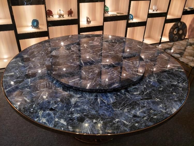 Furniture Dining Restaurant Marble Blue/Purple Gemstone Onyx Leisure Living Room Dining Round Table