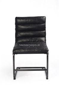 Black Master Leather Seating Industrial Chair with Pipe Base