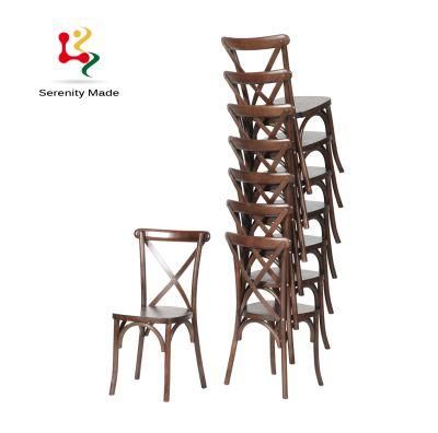 Event Hire Furniture Stackable Crossback Wood Chair with Rattan Seat