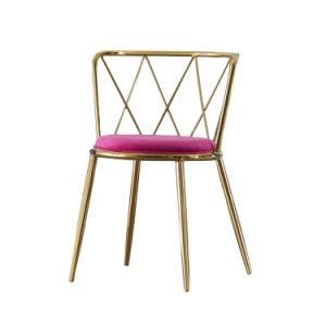 Simple and Elegant Design, Velvet Cushion, Breathable Backrest, and Golden Leg Restaurant Outdoor Dining Chair