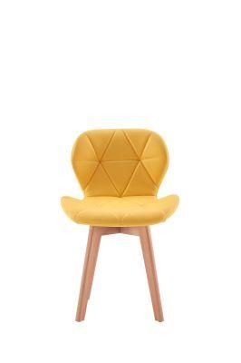 2021 Modern Design Cheap Home Furniture PU Leather Dining Room Chairs Beech Wood Legs Colorful Fabric Dining Chair