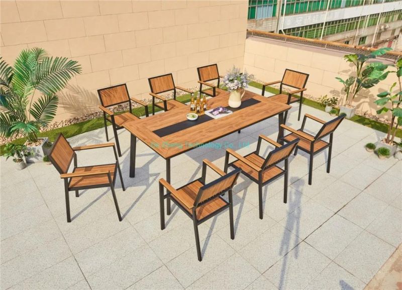 Modern Restaruant Pedestal Chair Popular Selling Polywood Aluminium Bistro Set White Square Outdoor Table Garden Dining Set