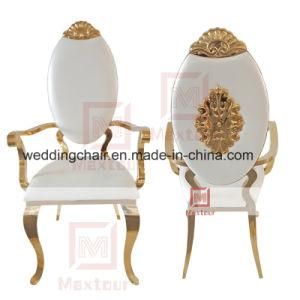 Luxury Stainless Steel Hotel Banquet Hall Wedding Ghost Chairs for Bride and Groom with Armrest