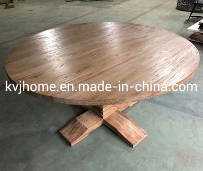 Kvj-9009 Natural Elm Wood Dining Table