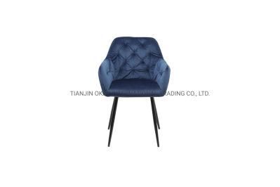 Modern Style Colorful Fabrics with Metal Leg High Back Quality Restaurant Velvet Dining Chair