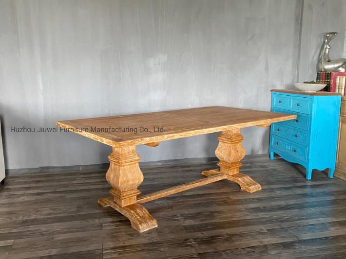 Popular French Provincial Reclaimed Elm Solid Oak Wood Rectangular Wooden Wedding Dining Table