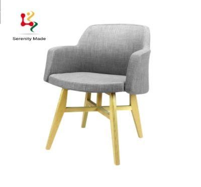 Modern Style Restaurant Cafe Coffee Shop Dining Room Fabric Seat Hotel Room Dining Chair with Armrest