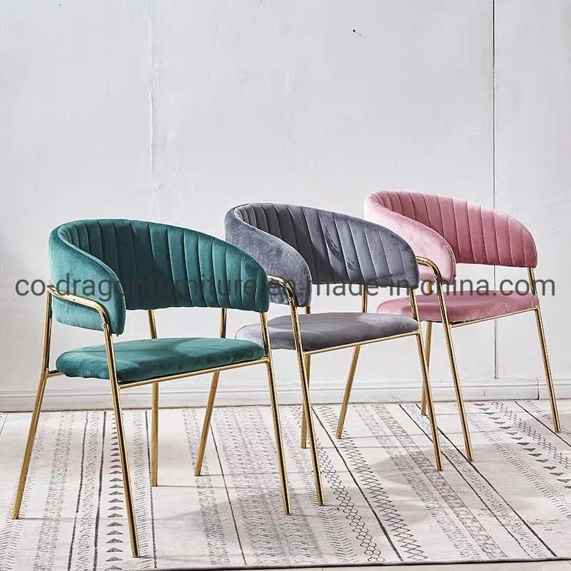 Modern Dining Furniture Metal Frame Dining Chair with Colorful Velvet