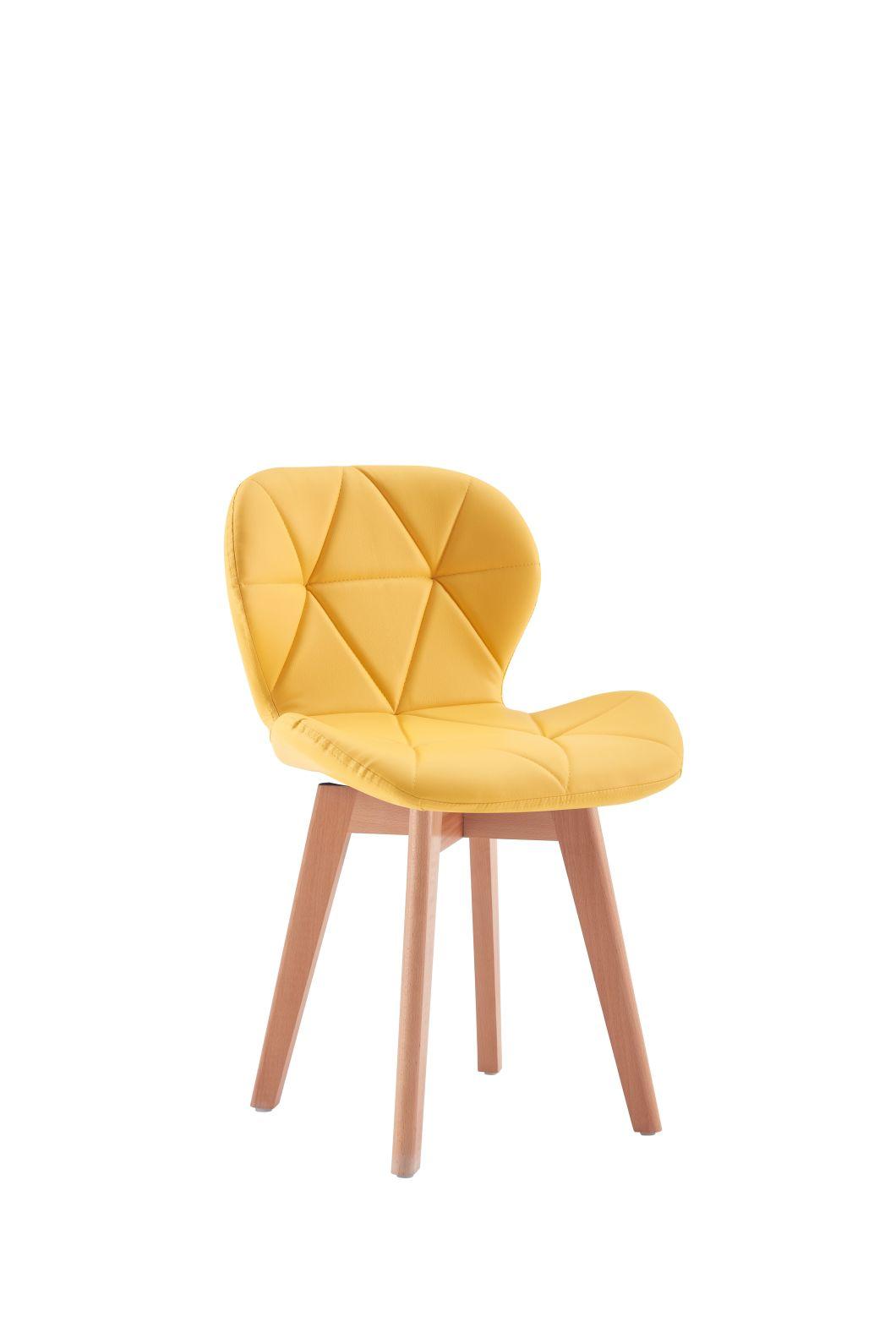 Modern Design Cheap Home Furniture PU Leather Dining Room Chairs Beech Wood Legs Colorful Fabric Dining Chair