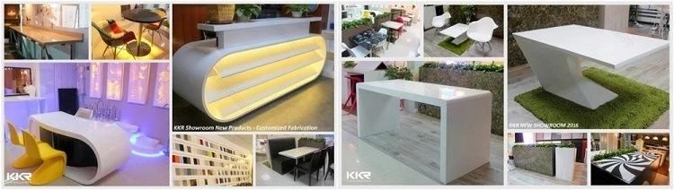 Wholesale Oval Shape White Solid Surface Dining Table with Metal Legs