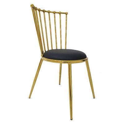 Wholesale Dining Furniture Gold Chrome Iron Legs Dining Chair PVC Chair