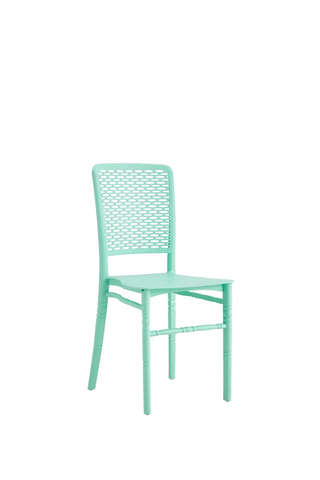 Simple Famous Modern Style Stackable Blue Designer Plastic Chair with Holes