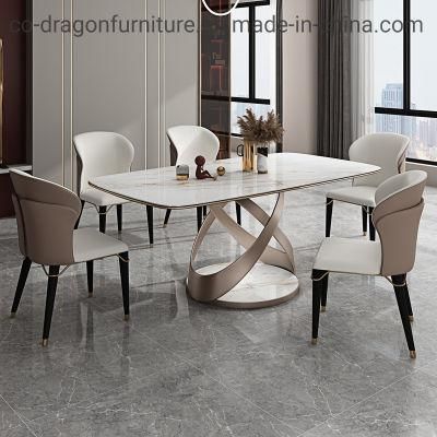 Modern Home Furniture Stainless Steel Dining Table with Marble Top