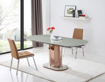 Cymbate White Glass Extension Furniture MDF with PVC Base Dining Table