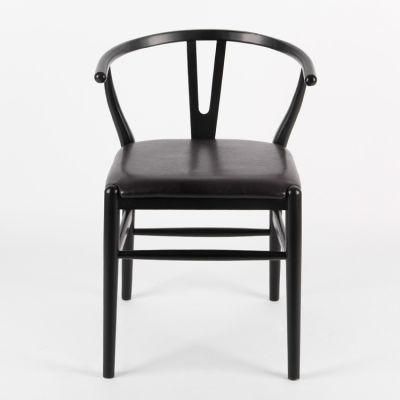 Kvj-6033f New Design Black Wishbone Y Chair with PU Seat