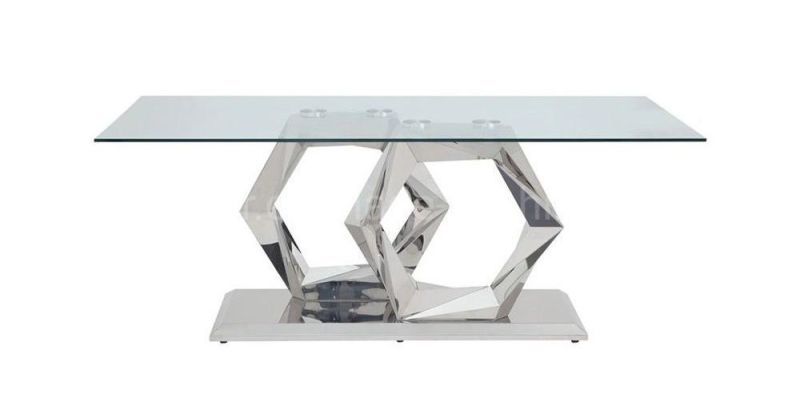 American Style House Restaurant Furniture Glass Stainless Steel Dining Tables