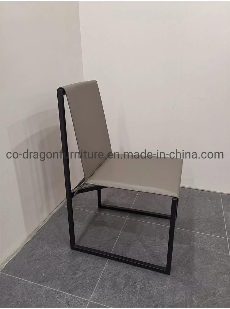 Modern High Back Home Furniture Metal Legs Leather Dining Chair