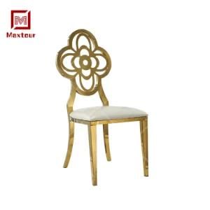 Romantic Flower Back Rose Gold Stainless Steel Wedding Chair on Sale