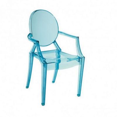 Sky Blue Plastic Chair with Armrest Transparent Chair Simple Design Living Room Leisure Wholesale Set Dining Chair