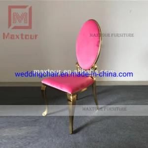 New Modern Girls Pink Velvet Gold Stainless Steel Wedding Chair