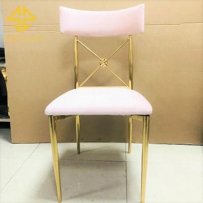 Hotel Furniture Stainless Steel Dining Chair with Upholstered Seat
